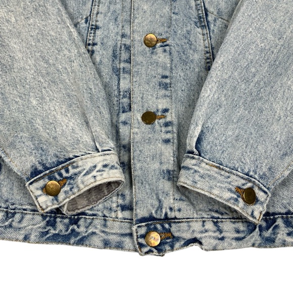 Vintage 90s French Navy Distressed Acid Wash Denim Jean Trucker Jacket - Picture 5 of 16